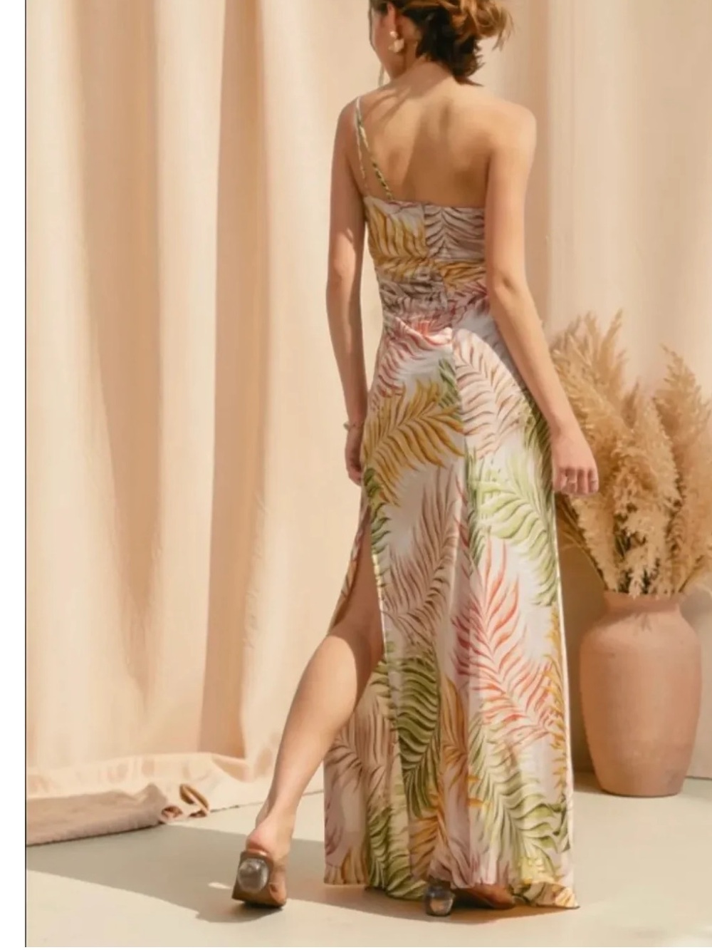 NWT SUMMERHAUS DESERT PALM ONE SHOULDER MAXI Large - Picture 3 of 11